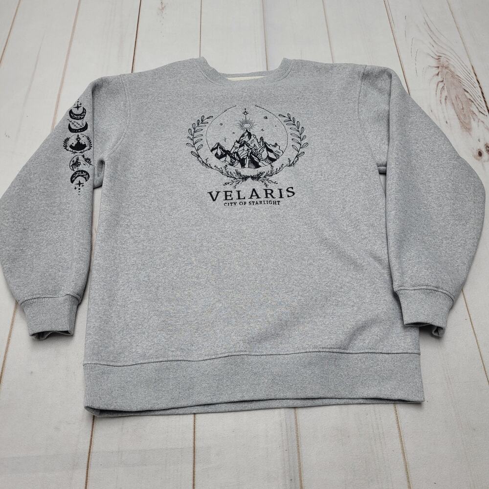 ACOTAR velaris embroidered crewneck pullover gray mountain booktok